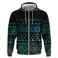 Maori Niho Taniwha Te Wheiao Hoodie Paua Shell LT7 Zip Hoodie Colorful - Polynesian Pride