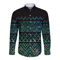 Maori Niho Taniwha Te Wheiao Long Sleeve Button Shirt Paua Shell - Polynesian Pride