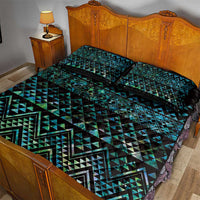 Maori Niho Taniwha Te Wheiao Quilt Bed Set Paua Shell - Polynesian Pride