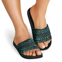 Maori Niho Taniwha Te Wheiao Slide Sandals Paua Shell - Polynesian Pride