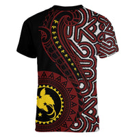 Papua New Guinea Oro Tapa Motif Women V-Neck T-Shirt Special