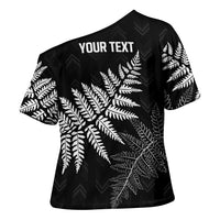 New Zealand Lawn Bowls Personalized Cross Shoulder Shirt Wrap-Around Silver Fern - Polynesian Pride