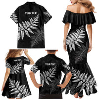 New Zealand Lawn Bowls Personalized Family Matching Mermaid Dress and Hawaiian Shirt Wrap-Around Silver Fern - Polynesian Pride