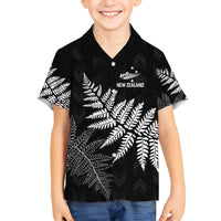 New Zealand Lawn Bowls Personalized Family Matching Off Shoulder Maxi Dress and Hawaiian Shirt Wrap-Around Silver Fern LT7 Son's Shirt Black - Polynesian Pride