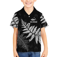 New Zealand Lawn Bowls Personalized Family Matching Off Shoulder Short Dress and Hawaiian Shirt Wrap-Around Silver Fern LT7 Son's Shirt Black - Polynesian Pride