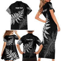 New Zealand Lawn Bowls Personalized Family Matching Short Sleeve Bodycon Dress and Hawaiian Shirt Wrap-Around Silver Fern LT7 - Polynesian Pride