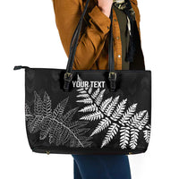 New Zealand Lawn Bowls Personalized Leather Tote Bag Wrap-Around Silver Fern - Polynesian Pride