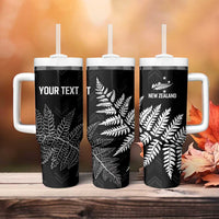 New Zealand Lawn Bowls Personalized Tumbler With Handle Wrap-Around Silver Fern - Polynesian Pride