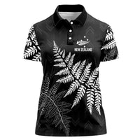 New Zealand Lawn Bowls Personalized Women Polo Shirt Wrap-Around Silver Fern LT7 Female Black - Polynesian Pride