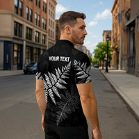 New Zealand Lawn Bowls Personalized Zipper Polo Shirt Wrap-Around Silver Fern - Polynesian Pride