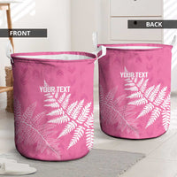 New Zealand Lawn Bowls Breast Cancer Personalized Laundry Basket Wrap-Around Silver Fern - Polynesian Pride