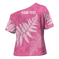 New Zealand Lawn Bowls Breast Cancer Personalized Cross Shoulder Shirt Wrap-Around Silver Fern - Polynesian Pride