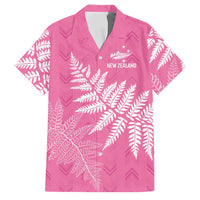 New Zealand Lawn Bowls Breast Cancer Personalized Family Matching Summer Maxi Dress and Hawaiian Shirt Wrap-Around Silver Fern LT7 Dad's Shirt - Short Sleeve Pink - Polynesian Pride