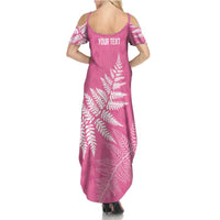 New Zealand Lawn Bowls Breast Cancer Personalized Family Matching Summer Maxi Dress and Hawaiian Shirt Wrap-Around Silver Fern LT7 - Polynesian Pride