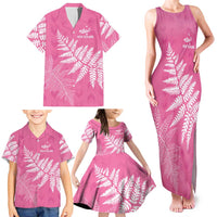 New Zealand Lawn Bowls Breast Cancer Personalized Family Matching Tank Maxi Dress and Hawaiian Shirt Wrap-Around Silver Fern LT7 - Polynesian Pride
