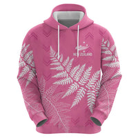 New Zealand Lawn Bowls Breast Cancer Personalized Hoodie Wrap-Around Silver Fern - Polynesian Pride