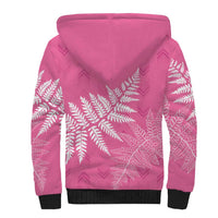 New Zealand Lawn Bowls Breast Cancer Personalized Sherpa Hoodie Wrap-Around Silver Fern - Polynesian Pride