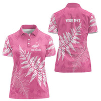 New Zealand Lawn Bowls Breast Cancer Personalized Women Polo Shirt Wrap-Around Silver Fern - Polynesian Pride