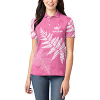 New Zealand Lawn Bowls Breast Cancer Personalized Women Polo Shirt Wrap-Around Silver Fern - Polynesian Pride
