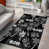 Aloha Vintage Quilt Area Rug Hawaiian Seamless - Black LT7 - Polynesian Pride