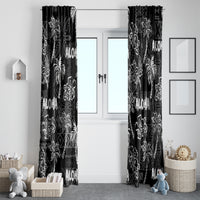 Aloha Vintage Quilt Window Curtain Hawaiian Seamless - Black LT7 - Polynesian Pride