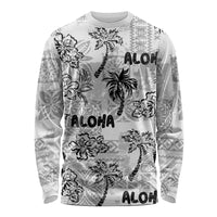 Aloha Vintage Quilt Long Sleeve Shirt Hawaiian Seamless - White LT7 Unisex White - Polynesian Pride