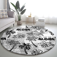 Aloha Vintage Quilt Round Carpet Hawaiian Seamless - White LT7 - Polynesian Pride