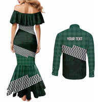 Rainbow Warriors Hawaii Personalized Palaka Couples Matching Mermaid Dress and Long Sleeve Button Shirt - Polynesian Pride