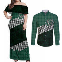 Rainbow Warriors Hawaii Personalized Palaka Couples Matching Off Shoulder Maxi Dress and Long Sleeve Button Shirt - Polynesian Pride
