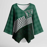 Rainbow Warriors Hawaii Personalized Palaka Kimono Sleeve Blouse - Polynesian Pride