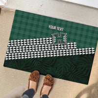 Rainbow Warriors Hawaii Personalized Palaka Rubber Doormat - Polynesian Pride