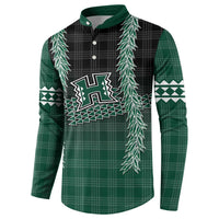 Rainbow Warriors Hawaii Palaka Button Sweatshirt Maile Lei - Polynesian Pride