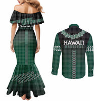 Rainbow Warriors Hawaii Palaka Couples Matching Mermaid Dress and Long Sleeve Button Shirt Maile Lei - Polynesian Pride