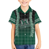 Rainbow Warriors Hawaii Palaka Family Matching Off The Shoulder Long Sleeve Dress and Hawaiian Shirt Maile Lei - Polynesian Pride