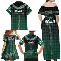 Rainbow Warriors Hawaii Palaka Family Matching Off Shoulder Maxi Dress and Hawaiian Shirt Maile Lei LT7 - Polynesian Pride