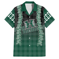 Rainbow Warriors Hawaii Palaka Family Matching Summer Maxi Dress and Hawaiian Shirt Maile Lei LT7 Dad's Shirt - Short Sleeve Dark Green - Polynesian Pride