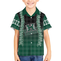Rainbow Warriors Hawaii Palaka Family Matching Summer Maxi Dress and Hawaiian Shirt Maile Lei LT7 Son's Shirt Dark Green - Polynesian Pride