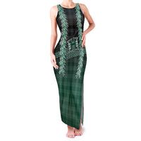 Rainbow Warriors Hawaii Palaka Family Matching Tank Maxi Dress and Hawaiian Shirt Maile Lei LT7 Mom's Dress Dark Green - Polynesian Pride