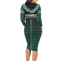 Rainbow Warriors Hawaii Palaka Long Sleeve Bodycon Dress Maile Lei - Polynesian Pride