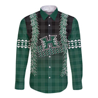 Rainbow Warriors Hawaii Palaka Long Sleeve Button Shirt Maile Lei - Polynesian Pride