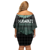 Rainbow Warriors Hawaii Palaka Off Shoulder Short Dress Maile Lei - Polynesian Pride