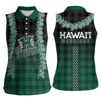 Rainbow Warriors Hawaii Palaka Women Sleeveless Polo Shirt Maile Lei - Polynesian Pride