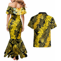 Hawaii Oahu Ilima Lei Couples Matching Mermaid Dress and Hawaiian Shirt LT7 - Polynesian Pride