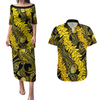 Hawaii Oahu Ilima Lei Couples Matching Puletasi and Hawaiian Shirt LT7 Yellow - Polynesian Pride