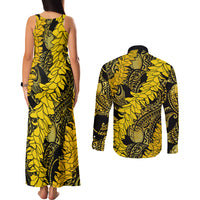 Hawaii Oahu Ilima Lei Couples Matching Tank Maxi Dress and Long Sleeve Button Shirt LT7 - Polynesian Pride