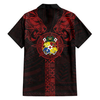 Tonga Independence Day Hawaiian Shirt Tongatapu Lion Ngatu Motifs Black Ver. LT7 - Polynesian Pride
