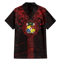Tonga Independence Day Hawaiian Shirt Tongatapu Lion Ngatu Motifs Black Ver.