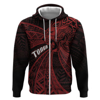 Tonga Independence Day Hoodie Tongatapu Lion Ngatu Motifs Black Ver. LT7 Zip Hoodie Black - Polynesian Pride