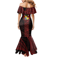 Tonga Independence Day Mermaid Dress Tongatapu Lion Ngatu Motifs Black Ver.