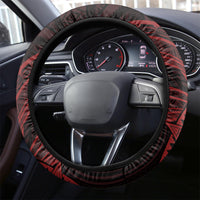 Tonga Independence Day Steering Wheel Cover Tongatapu Lion Ngatu Motifs Black Ver.